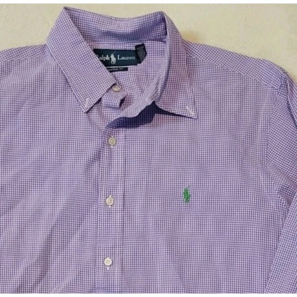 VINTAGE RALPH LAUREN MENS PURPLE STRIPED LONG SLEEVE BUTTONDOWN SIZE LARGE - EUC - Picture 3 of 7